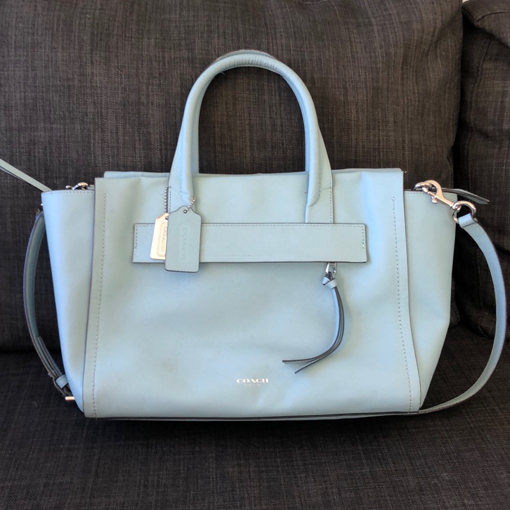 Coach business bag blue leather